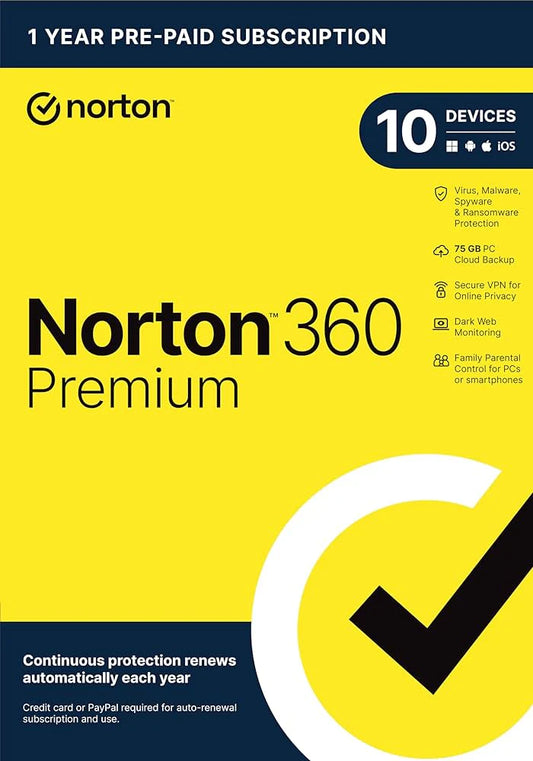Norton 360 Premium (1 año /10 Dispositivos)