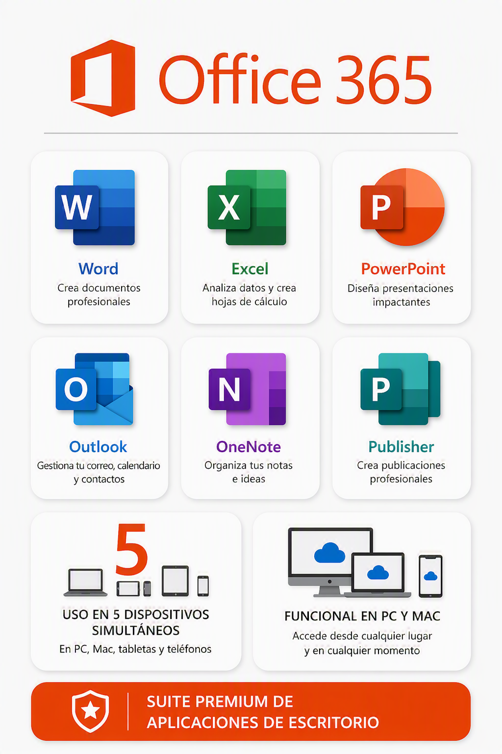 Office 365 Para MAC y PC 5 Dispositivos