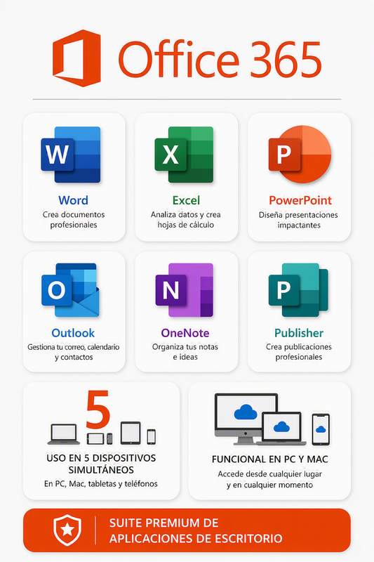 Office 365 Para MAC y PC 5 Dispositivos